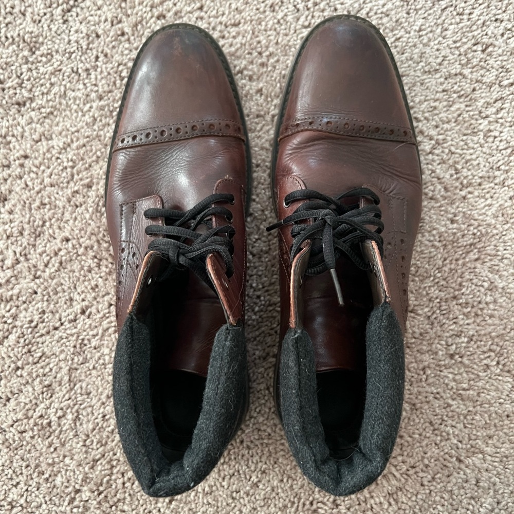 Men’s Express Leather Casual Dress Cap Toe Oxford  Brown Boots Size 11